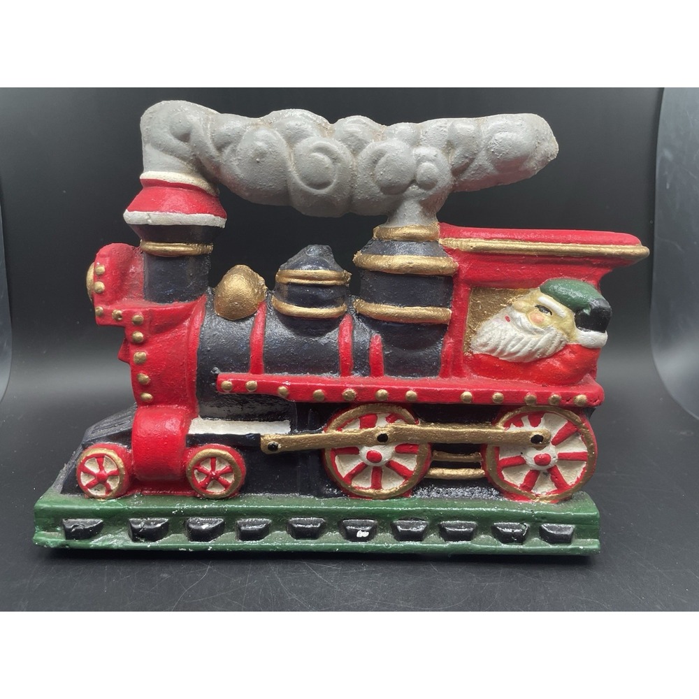 Vintage Christmas‎ Train Santa  door stopper Cast Iron Shelf Sitter Decorations